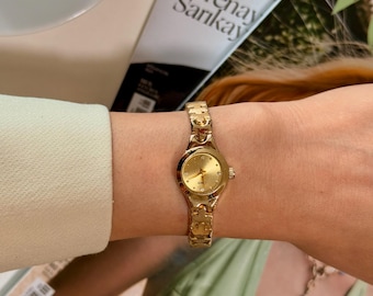 Vintage Gold Minimalist Watch: Slim Bracelet, Stainless Steel