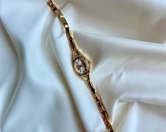 Gold & Silver Wrist Watch, Elegant Bracelet Style, Minimal Quartz Timepiece