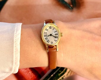Vintage Oval Women’s Watch | Elegant Roman Dial | Classic Retro Quartz Style Gift