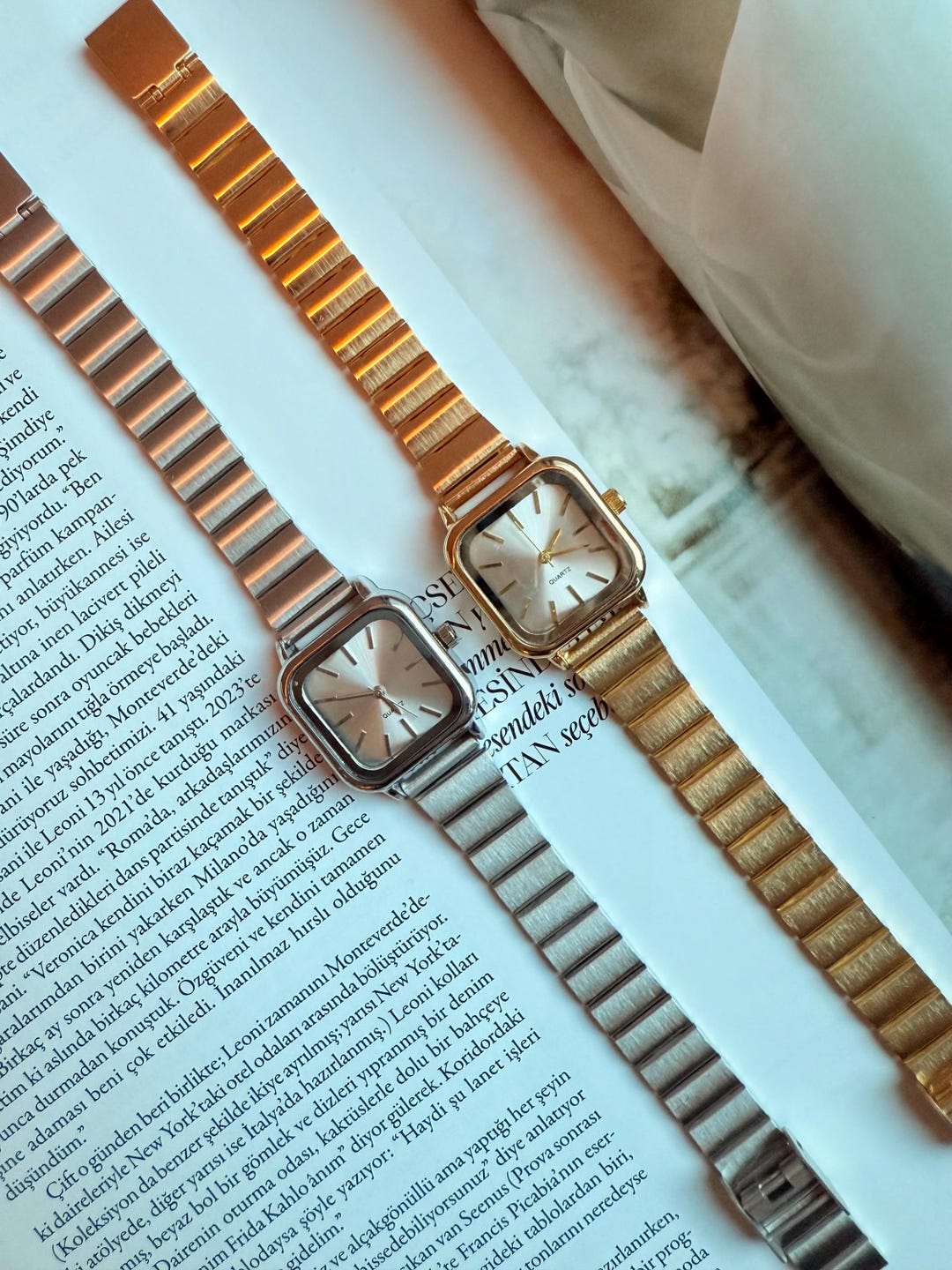 Square Dial Gold Silver Women’s Watch Minimalist Quartz Bracelet — free download