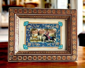 Vintage Persian Marquetry Frame | Mother-of-Pearl Inlay, Hatemi Art