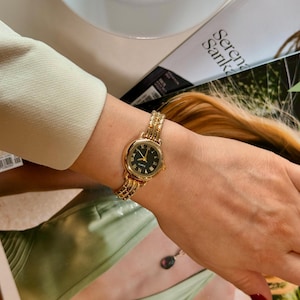 Gold Watch Womens Burgundy Face - Etsy display picture 1