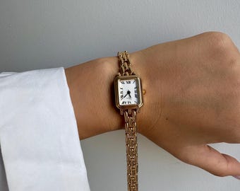 Vintage Rectangle Women’s Watch | Elegant Roman Dial Quartz | Classic Bracelet Wristwatch for Women