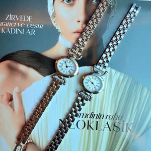 Horloge met Romeinse cijfers - zilver en tweekleurige armband, klassieke damesstijl