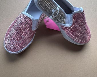 Girls Bedazzled Canvas Slip-On Shoes – Size 11/12