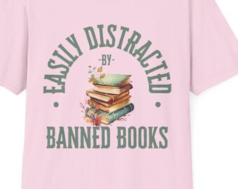 Camiseta "Fácilmente Distraído por Libros Prohibidos", Regalo para Amantes de los Libros, Camiseta para Bibliotecarios, Camiseta de Agradecimiento a los Maestros, Camiseta de Lectura Anticensura, Bookish