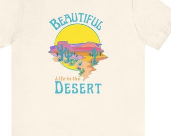 Camiseta retro con estampado de cactus del desierto – Camiseta gráfica estilo suroeste, top unisex de estilo bohemio occidental.