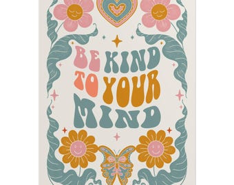 Sii gentile con la tua mente - Poster con stampa artistica boho colorata