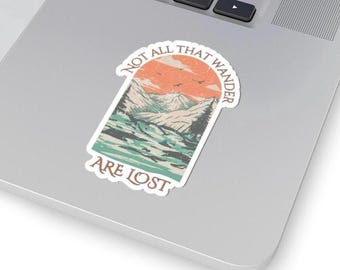 Stickers boho Wanderlust Kiss-Cut, sticker nature montagne pour les randonneurs et les campeurs, tous ceux qui errent ne sont pas perdus