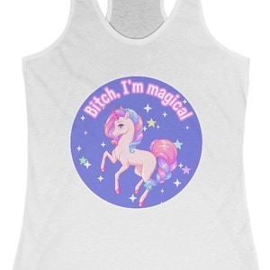 Magical Unicorn Tank Top, Women&#39;s Boho, Hippie, Racerback Tee, Cute Summer Shirt, Fun Gift, Music Festival Apparel, Unicorn Lover Gift