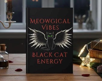 Witchy Black Cat Journal,  Meowgical Vibes, Black Cat Energy, Spooky Notebook, Diary, Halloween Journal