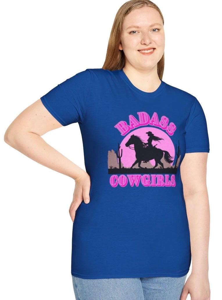 Badass Cowgirls Unisex T-shirt, Hot Pink Southwest Desert Scene