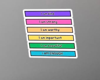 I am Enough Vinyl Decal, Positive Affirmations Laptop Decal, Motivational Quote Sticker, Self-Care Gift, Mental Health Decal