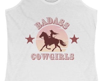 Badass Cowgirl Tank Top, Western Racerback, Rodeo Concert Apparel