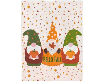 Fall Gnome Microfiber Blanket: Cozy Autumn Home Decor