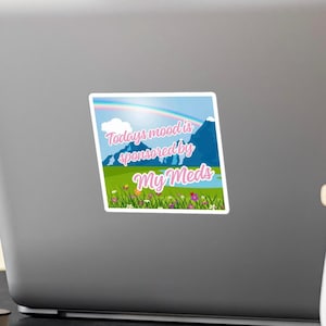 Todays mood sponsored by my meds Vinyl Decal, Funny Mental Health Sticker, Therapy Gift, Beautiful Landscape, Counseling Decoration, Sassy