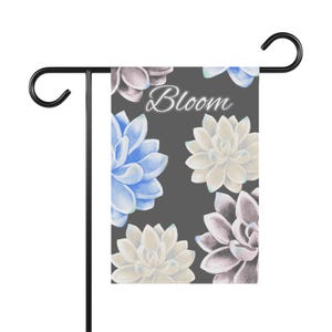 Bloom Iridescent Succulents, Retro Pop Art Decor, Garden Lovers Flower Gift. Garden & House Flag, Outdoor Yard Sign, Floral Home, Banner