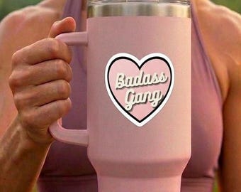 Stoere Gang Roze Pop Art Hart Vinyl Sticker, Empowerment Cadeau