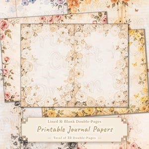 Rose e farfalle - Carta da lettere a righe e bianca - Pagine di diario stampabili