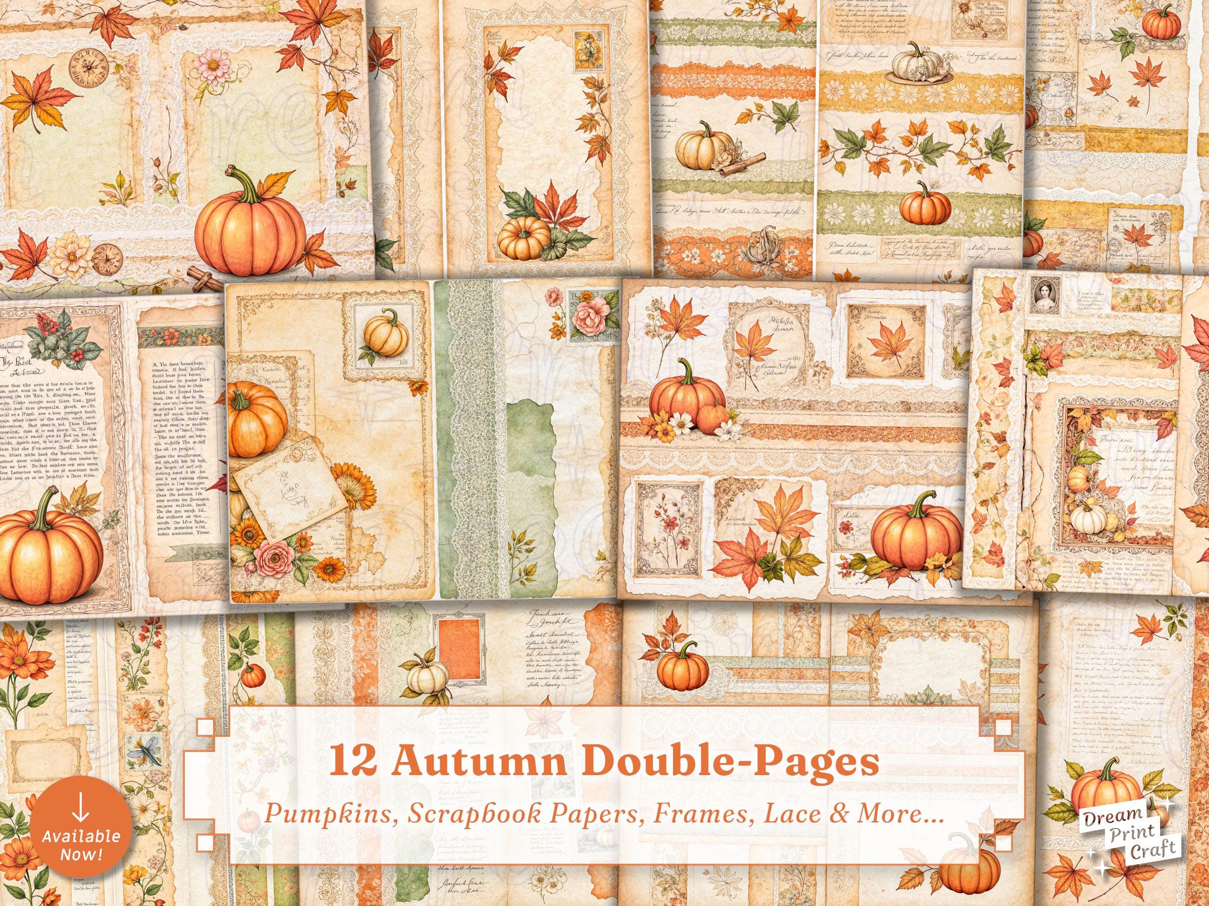 Autumn Junk Journal Kit: Vintage Pumpkin, Maple Leaf Printable Pages ...