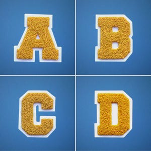 Chenille Varsity Letter Patch, Custom Iron On Patch for Jackets, Bags, Hats and Sweatshirts