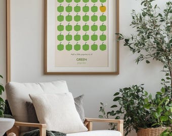 PAPRIKA GREEN_Digital Poster with Illustration of Peppers, Wall Decoration