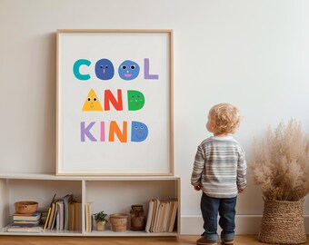 COOL AND KIND | Modern Neutral Nursery Poster | Minimalist Kids Wall Art | Baby Room Decor | Instant Digital Download