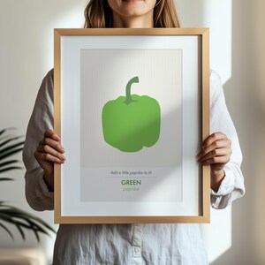 PÁPRICA VERDE SINGLE_Pôster digital com ilustração de pimentões, decoração de parede
