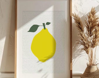 Lemon &#39;stay sour, stay cool&#39; Poster v.4 – Digital Illustration of lemon, Wall Decor