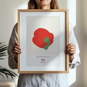Paprika RED SINGLE Poster – Digital Illustration of Peppers, Wall Decor