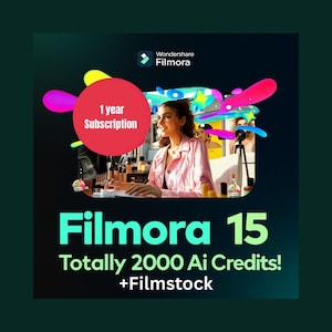 Filmora 15 + FilmStock (1-Year Access) + 2000 AI Credits For Windows