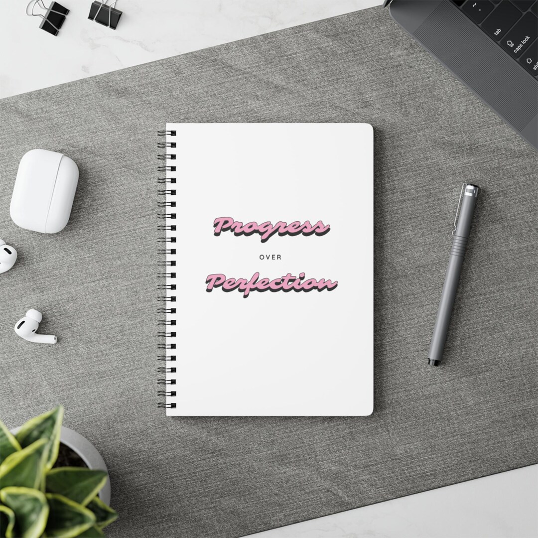 Mootivational Notebook.pdf Motivational A5 Wirobound Notebook | Progress Over Perfection | Daily ...