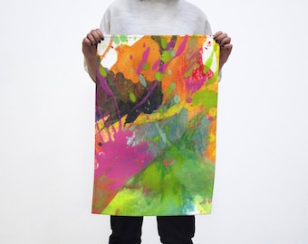 Tea Towel, Choice of fabric, colorful abstract, no fade dye, custom printed