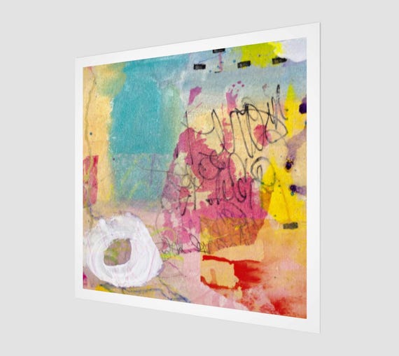 Fine Art Print of original mixed media art: colorful collage print