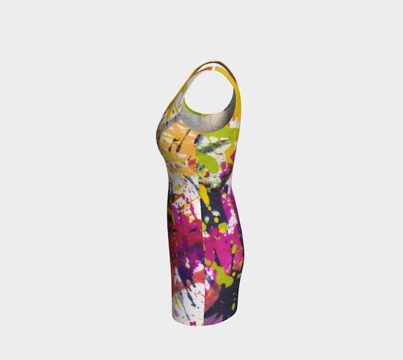 spandex bodycon dresses Blue Butterfly Sleeveless Dress XL Nylon % Abstract Painting Bodycon Dress: Handmade