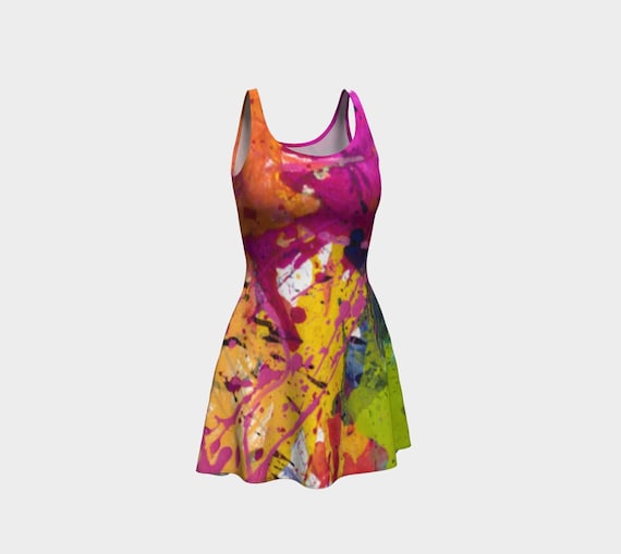 Flare Dress Original Abstract Pattern, Form Fitted Top, Flared Skirt,  Custom Ordered - Etsy