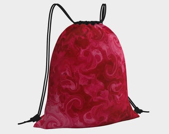 Rode tas met trekkoord, casual draagtas met trekkoord, strandrugzak