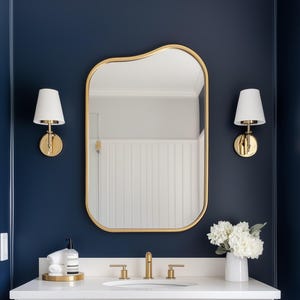 Asymmetrical Gold Wall Mirror: Modern Scalloped Home Decor
