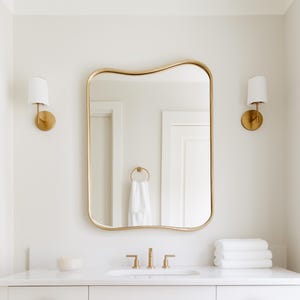 Asymmetrical Gold Wall Mirror: Modern Vanity Accent Mirror