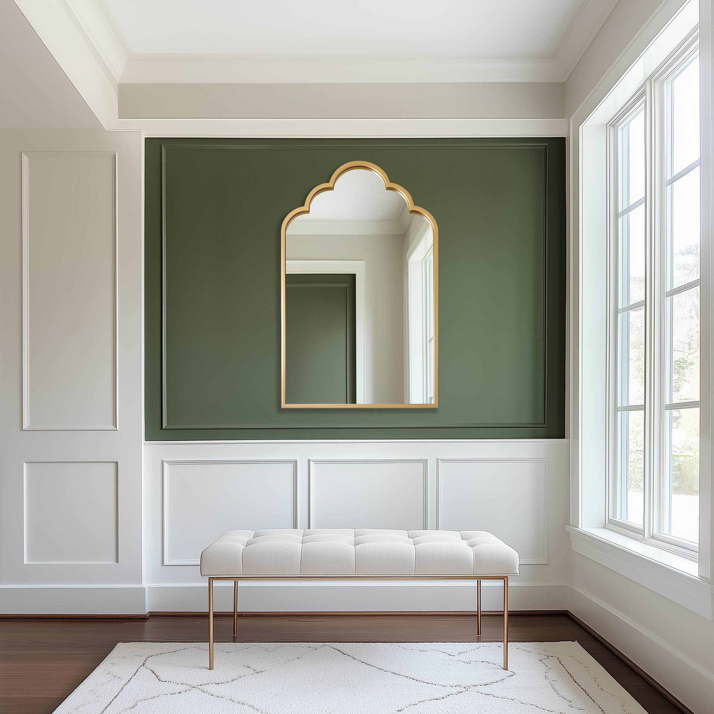 アールデコ調アーチ型ウォールミラー（ゴールド、ブラック、シルバー