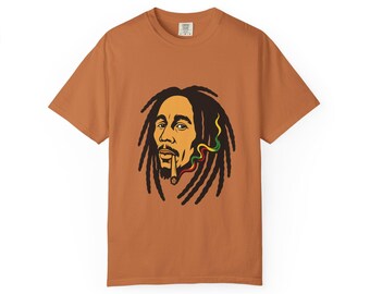 Reggae Legend Inspired Garment-Dyed T-Shirt, Unisex Music Tee, Retro Vibe Shirt, Perfect Gift for Music Lovers, Festival Wear