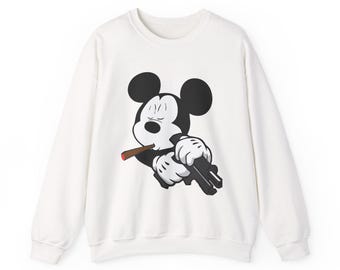 Mickey Gun Crewneck Sweatshirt, Funny Casual Hoodie, Gift for Friends, Unisex Sweatshirt, Streetwear Fashion