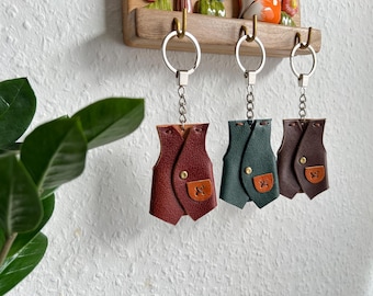 Chaveiro de couro presente, elegante e feito à mão, chaveiro de couro personalizado colete casaco
