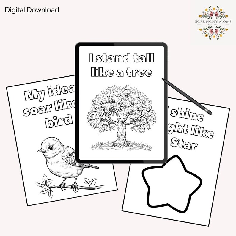 Positive Affirmation - 25 Coloring Pages for Kids - Digital - Etsy