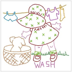Vintage Sun Bonnet Sue Chores DOW Days of the Week towel  Designs Machine Embroidery Designs 4x4
