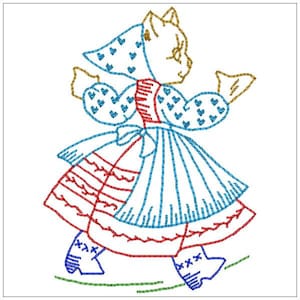 Vintage Kitten/Cat & Pups/dog  DOW Days of the Week  kitchen towel  Designs Machine Embroidery Designs 4x4