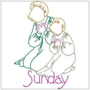 Vintage Sun Bonnet Sue & Daughter DOW Days of the Week towel  Designs Machine Embroidery Designs 4x4