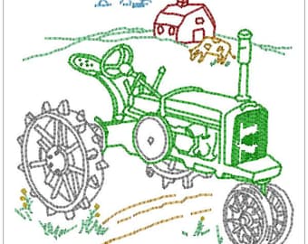 Vintage Tractors Designs Machine Embroidery Design 4x4 Quilt Blocks/Towel