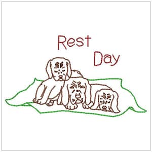 Vintage Dog Day of the Week DOW Design Kitchen Tea Towel  Designs Machine Embroidery  4x4