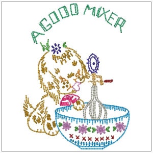 Vintage Dog Dishes China Day of the Week DOW Design Kitchen Tea Towel  Designs Machine Embroidery  4x4